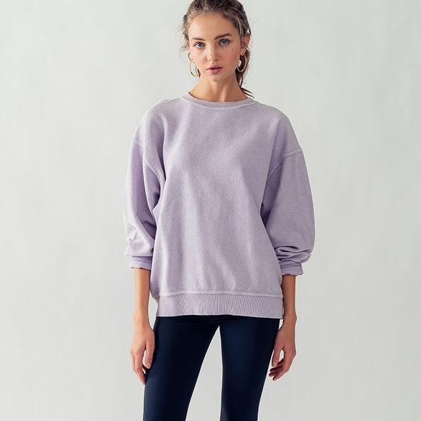 Urban Daizy Urban Daizy Emily Oversized Vintage Wash Sweater in Lavender - Little Miss Muffin Children & Home