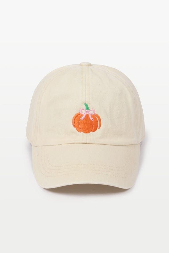 David and Young Fall Pumpkin Embroidered Baseball Cap in Beige - Little Miss Muffin Children & Home