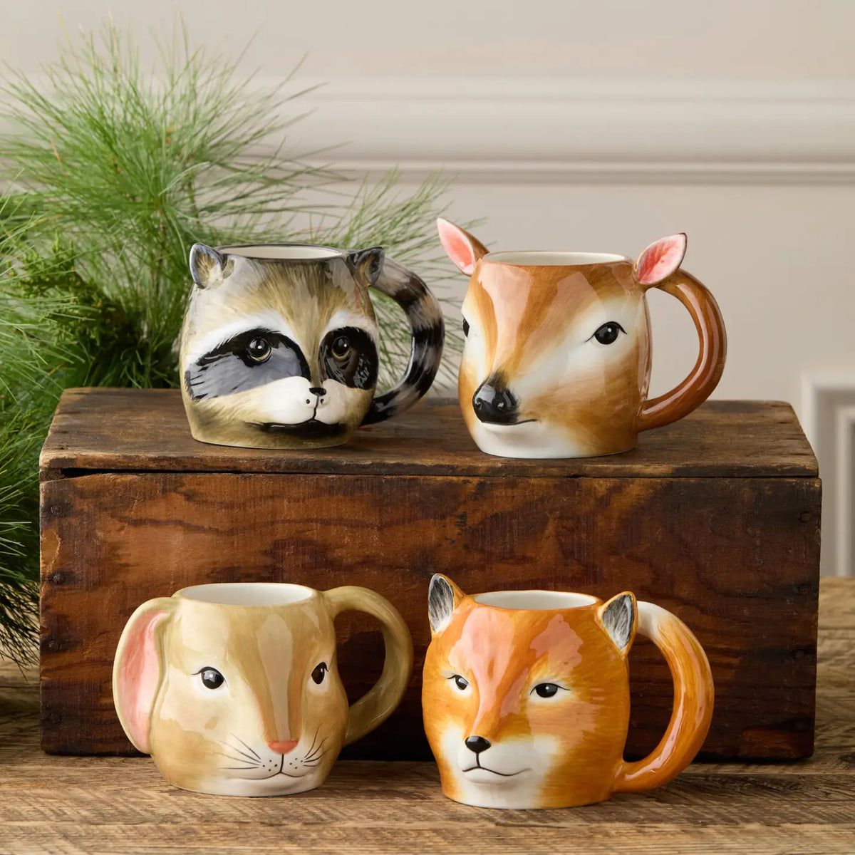 Winter Cabin 3D Woodland Animal Face 16oz Mug, 4 Available Styles