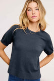 La Miel Short Sleeve Knit Sweater in Midnight Blue