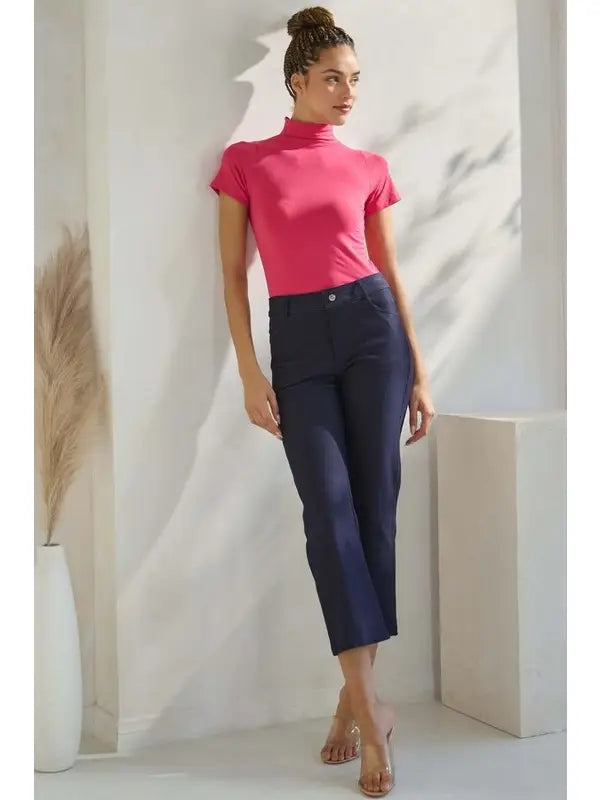 Straight Leg Cropped Pants in Navy