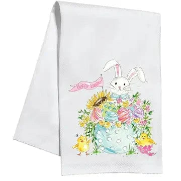 RosanneBeck Collections RosanneBeck Collections Happy Easter Bunny in Egg Kitchen Towel - Little Miss Muffin Children & Home