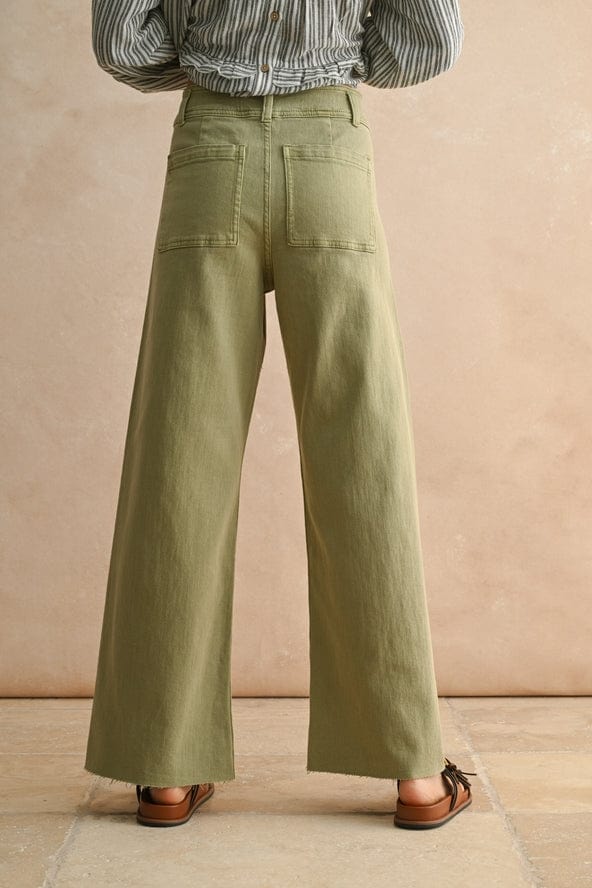 Miou Muse Straight Wide Leg Denim Pants in Dusty Sage - Little Miss Muffin Children & Home