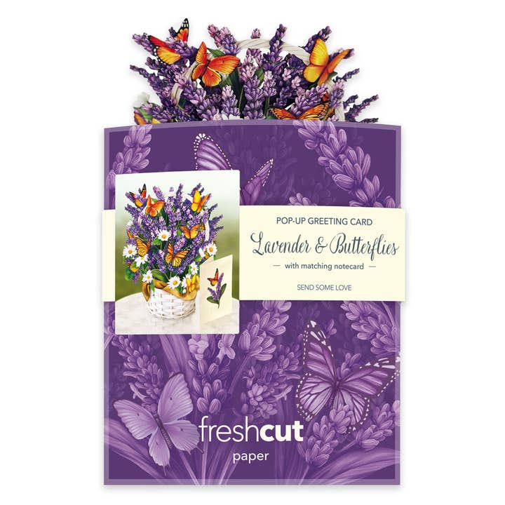FreshCut Paper Mini Lavender & Butterflies Pop-up Greeting Card - Little Miss Muffin Children & Home