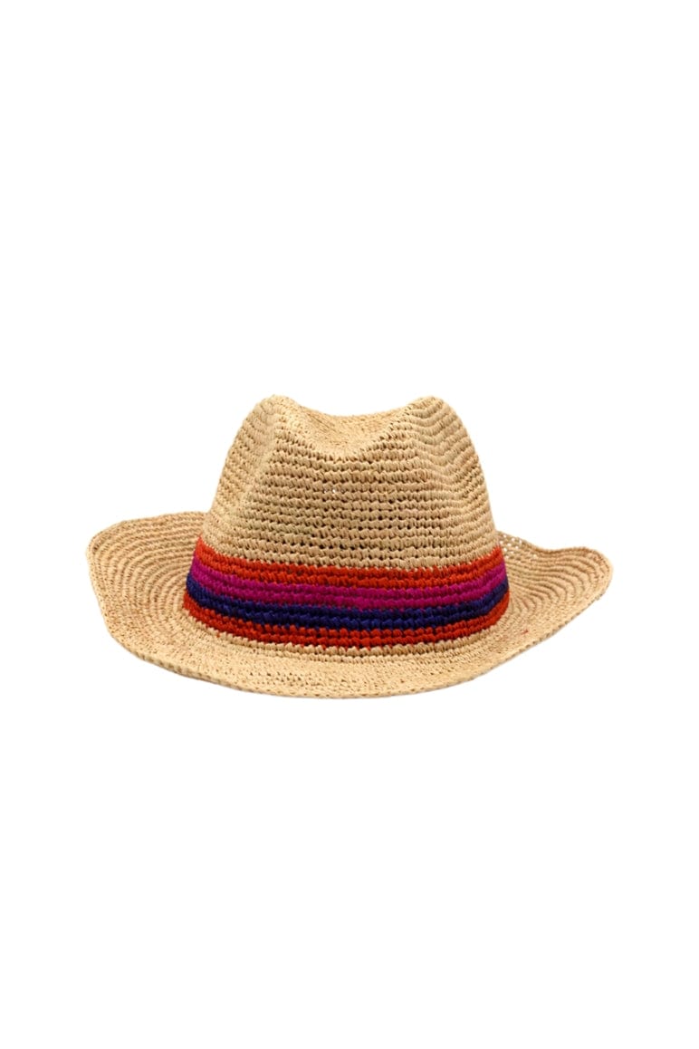 Shebobo Shebobo Coral & Fuschia Crochet Fedora Unisex Straw Hat - Little Miss Muffin Children & Home