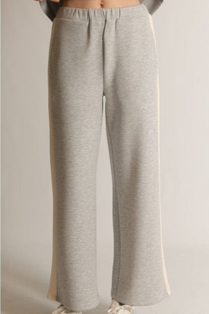 Before You Collection Butter Wide Leg Side Stripe Pants in Heather Grey