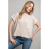 Sweet Generis Drop Shoulder Rib Knit Short Sleeve Sweater