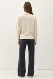 Be Cool Cozy Drop Shoulder Sweater with Rib Detail in Cream