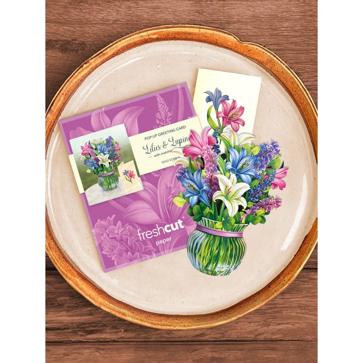 FreshCut Paper Mini Lilies & Lupines Pop-up Greeting Card - Little Miss Muffin Children & Home