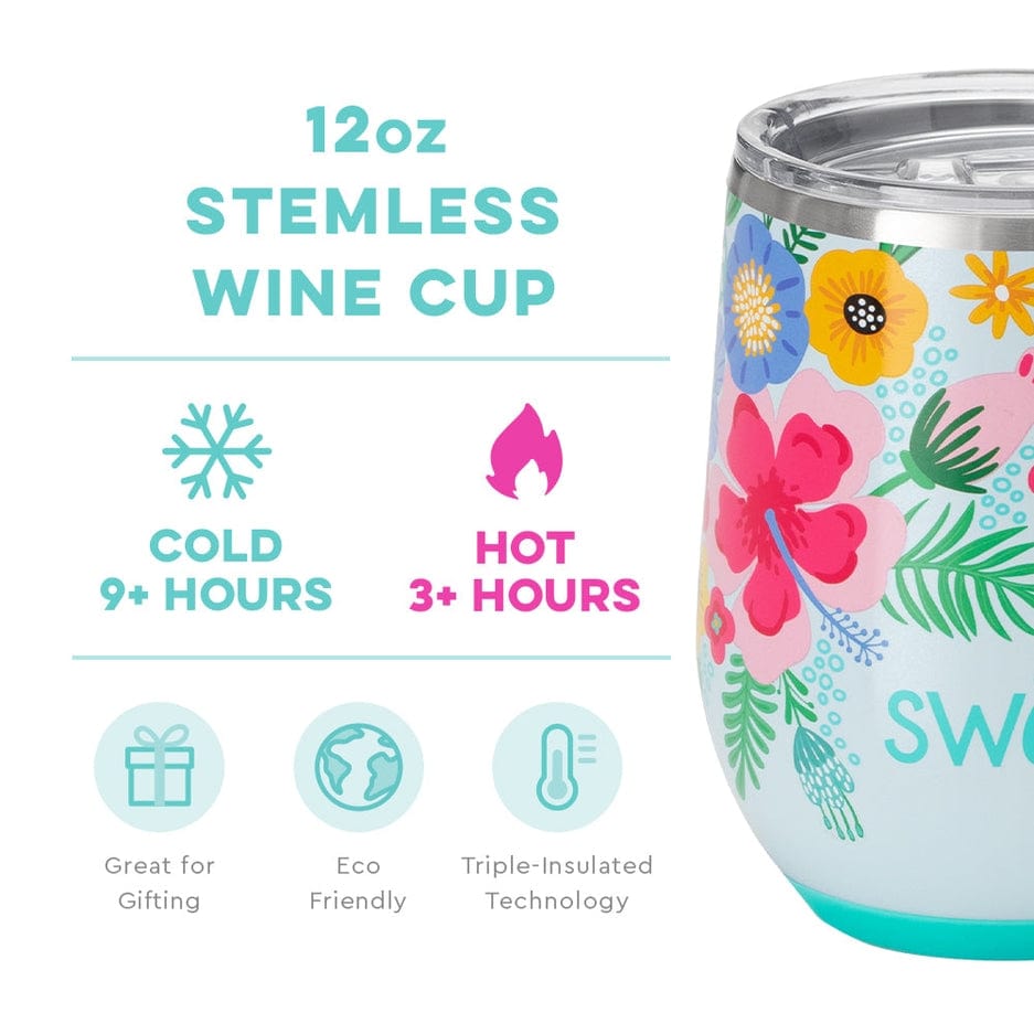 Swig Life Swig Life Island Bloom Stemless Wine Cup (12oz) - Little Miss Muffin Children & Home