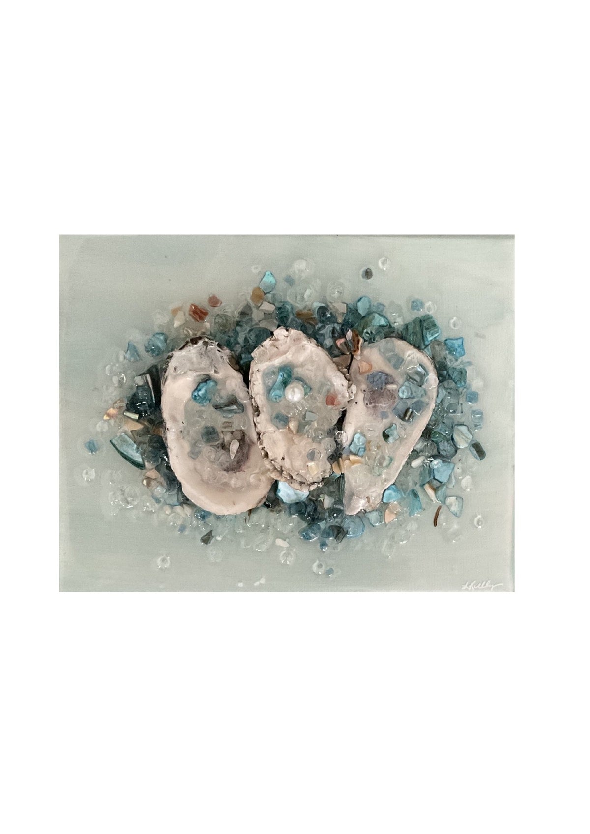 8x10 oyster glass art