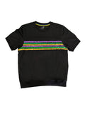 Mardi Gras Creations Adult Sequin Stripe French Terry Short Sleeve Shirt - Black