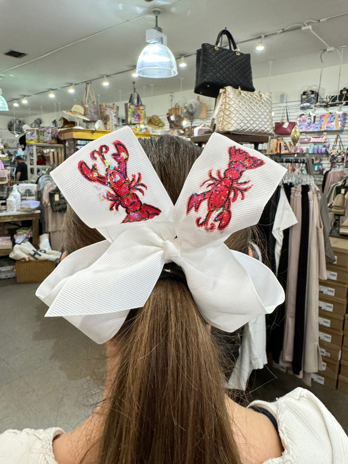 Heidi Davis Heidi Davis Crawfish Hand Painted Bow Double Glitter - Little Miss Muffin Children & Home