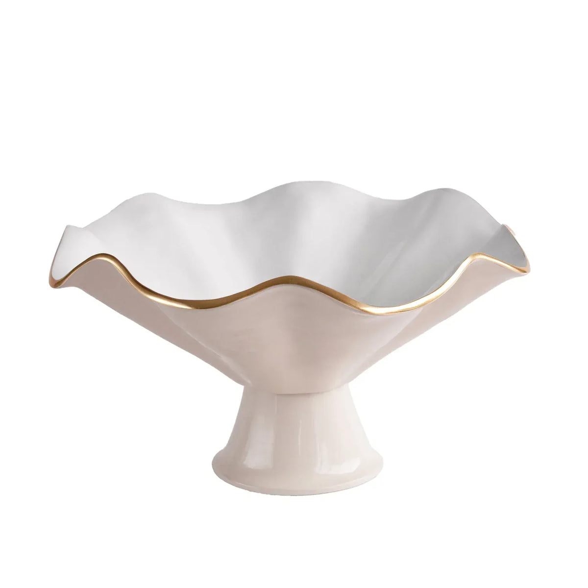 Encanto Vento Pedestal Bowl in Cream & White