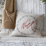 Creative Co-Op Creative Co-op Embroidered Noel Linen & Cotton Square Pillow - Little Miss Muffin Children & Home