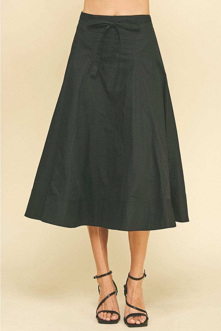 Pinch Pleated Midi Skirt with Tie Belt in Black - Little Miss Muffin Children & Home