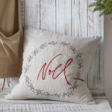 Creative Co-Op Creative Co-op Embroidered Noel Linen & Cotton Square Pillow - Little Miss Muffin Children & Home