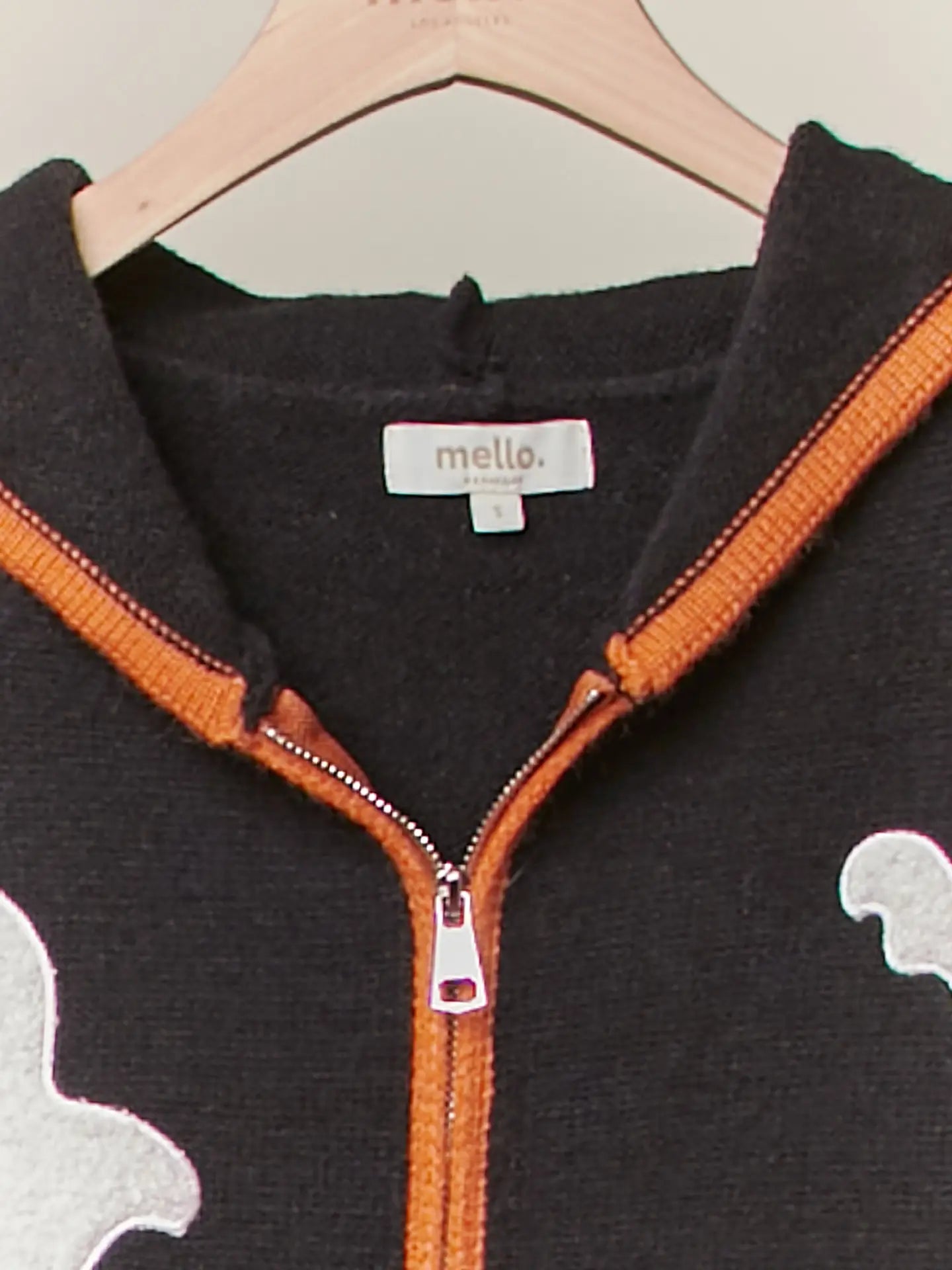 Halloween Ghost Patch Zip-Up Hoodie Sweater
