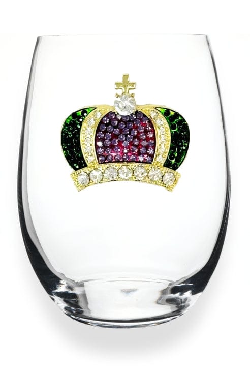 mardi gras stemless wine glasses