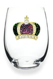 Queen Jewels Mardi Gras Crown Stemless Wine Glass