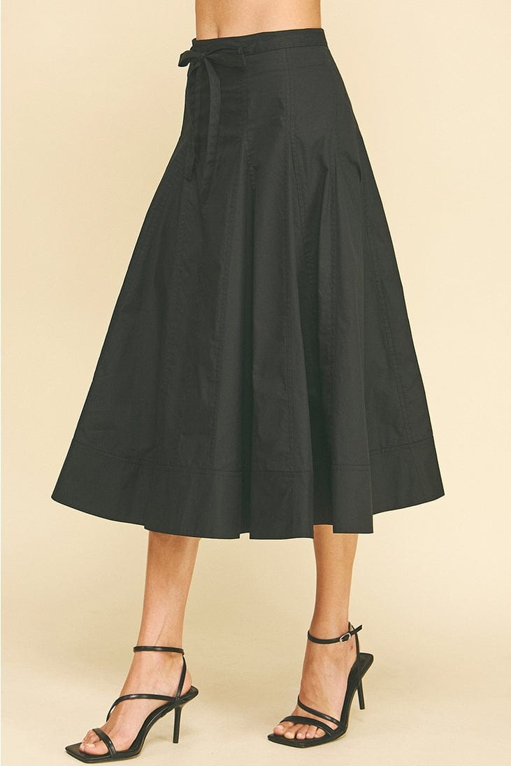Pinch Pleated Midi Skirt with Tie Belt in Black - Little Miss Muffin Children & Home
