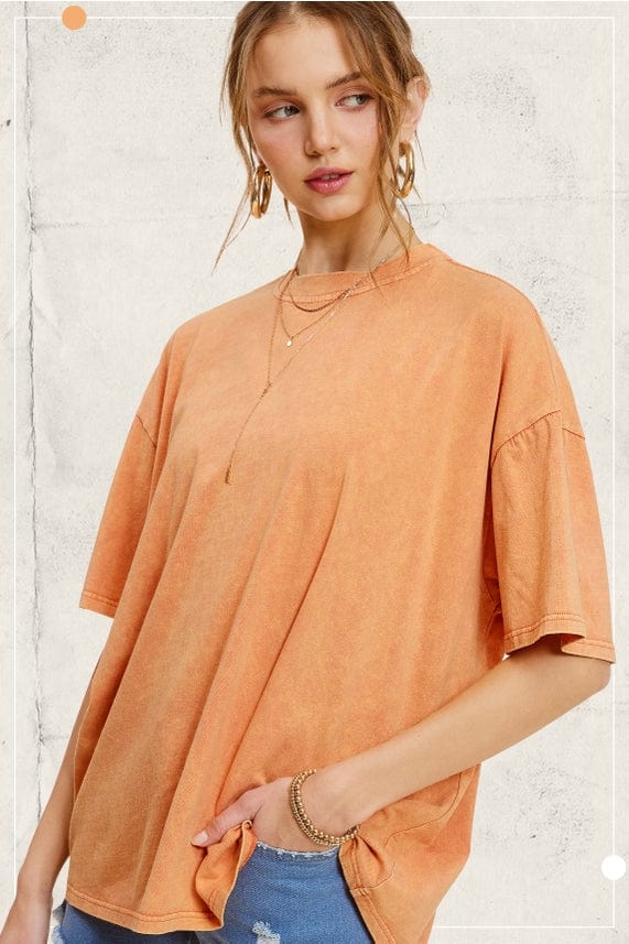 La Miel La Miel Mineral Washed Short Sleeve Oversized Top - Little Miss Muffin Children & Home