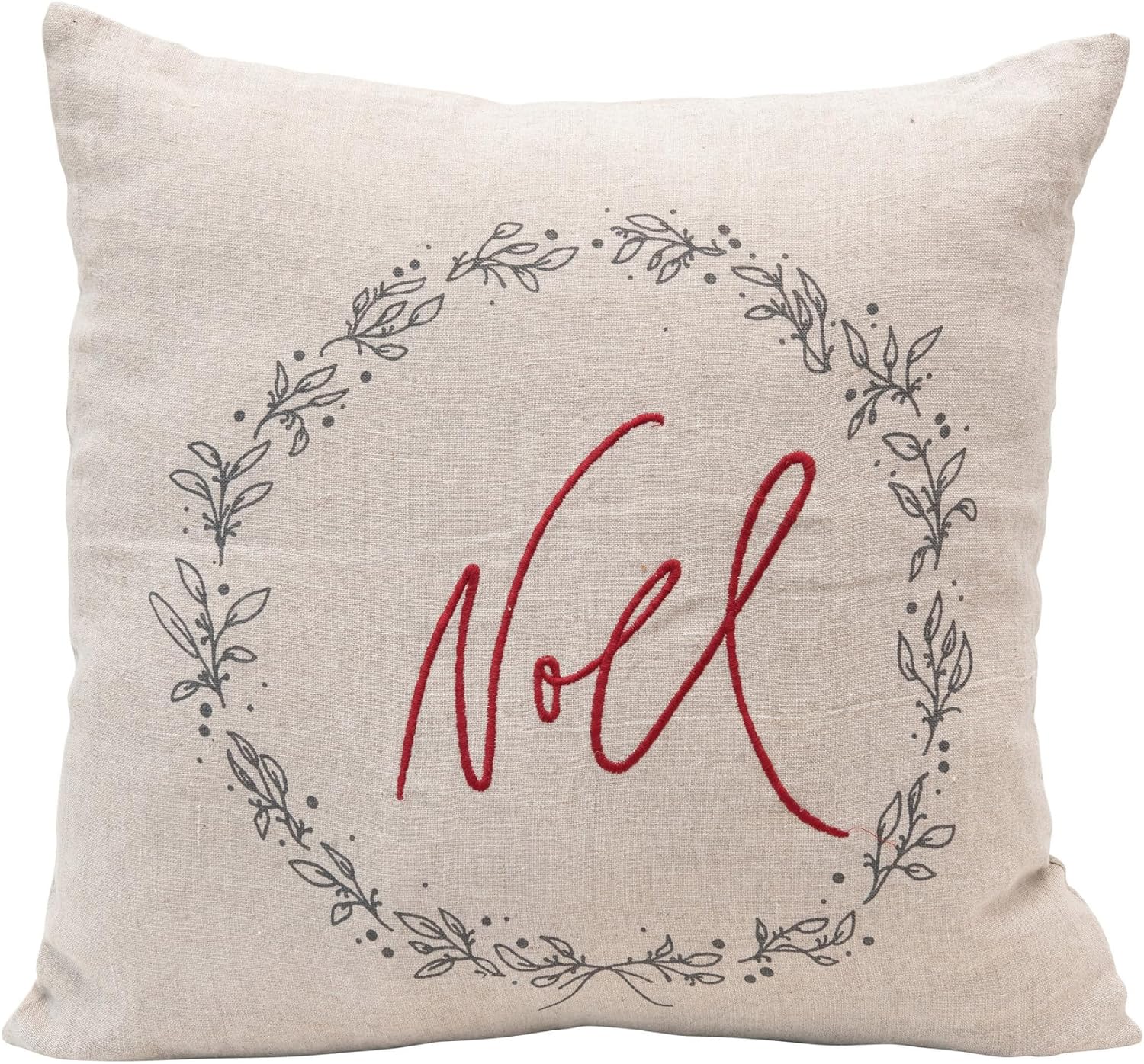 Creative Co-Op Creative Co-op Embroidered Noel Linen & Cotton Square Pillow - Little Miss Muffin Children & Home