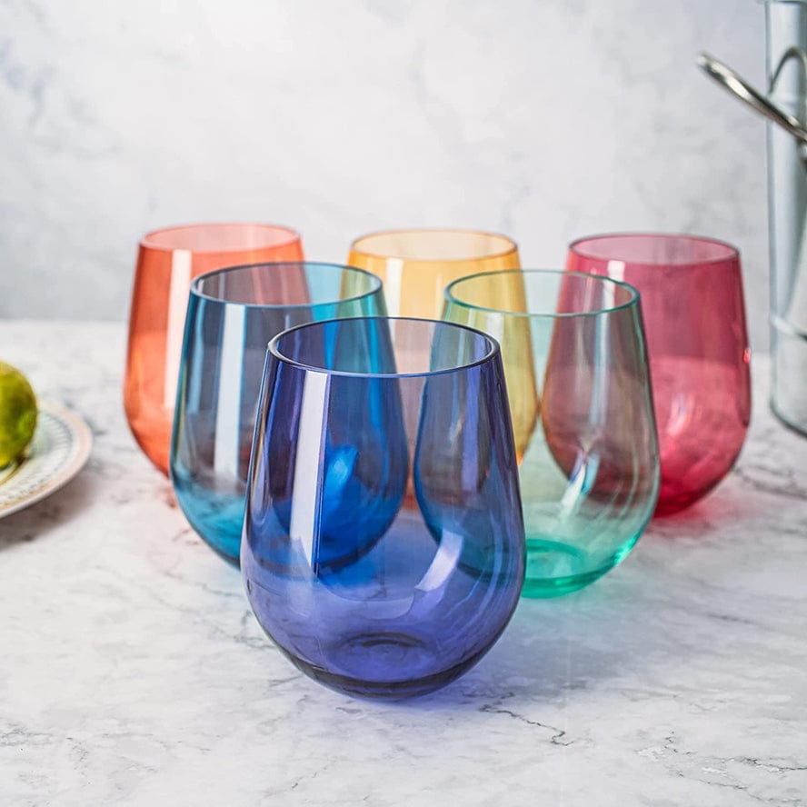 The Wine Savant / Khen Glassware Unbreakable Colored Stemless Acrylic Wine Glasses Set of 6 - Little Miss Muffin Children & Home