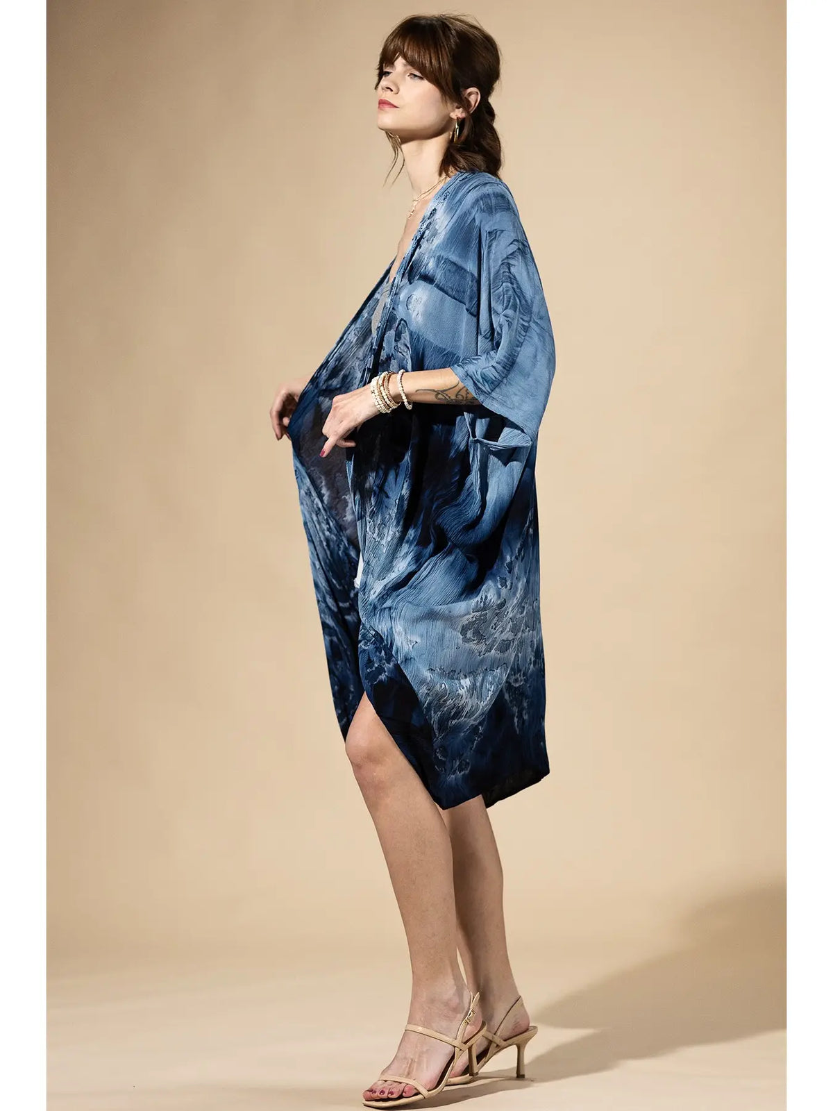 Dark Iris Indigo Tie-Dye Kimono