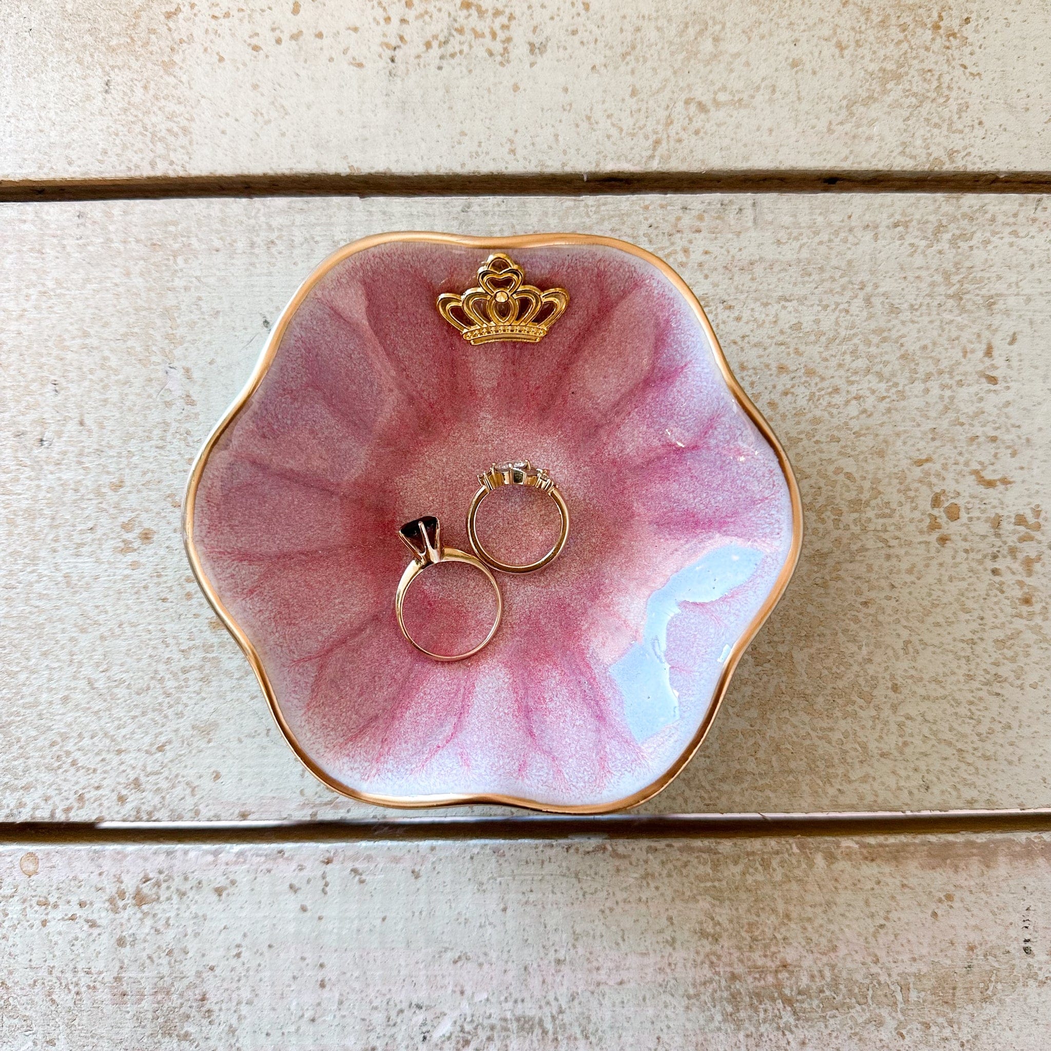 Lotus Flower Ceramic Dish with Crown