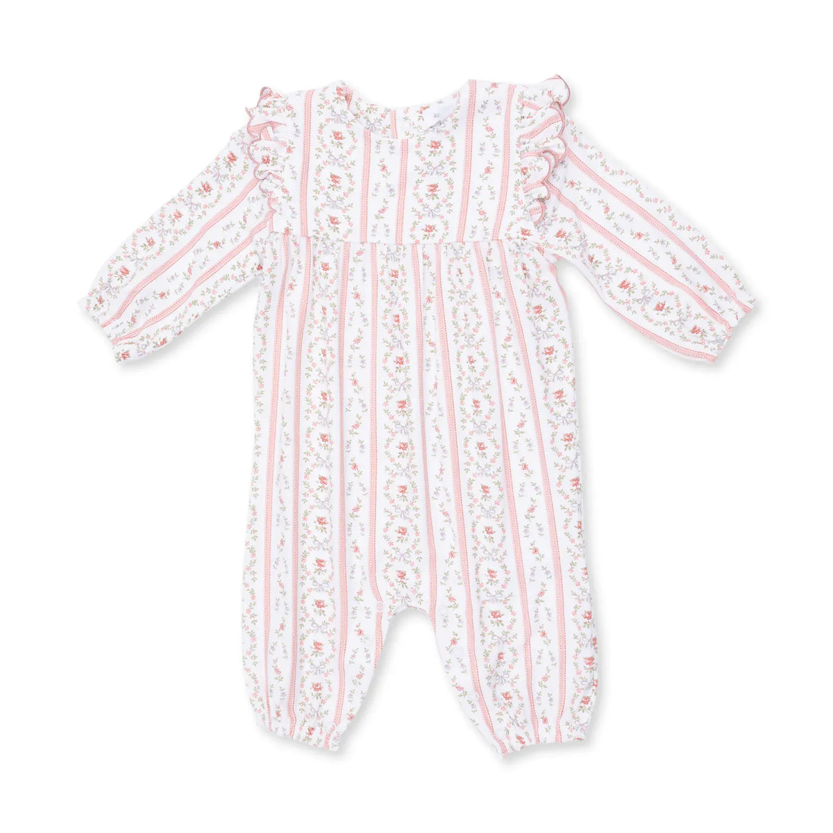 Marnie Rosebud Stripe Long Sleeve Petal Ruffle Romper