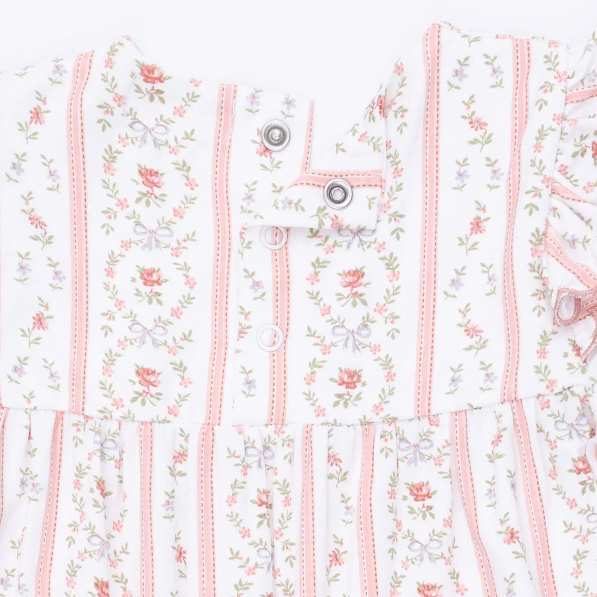 Marnie Rosebud Stripe Long Sleeve Petal Ruffle Romper