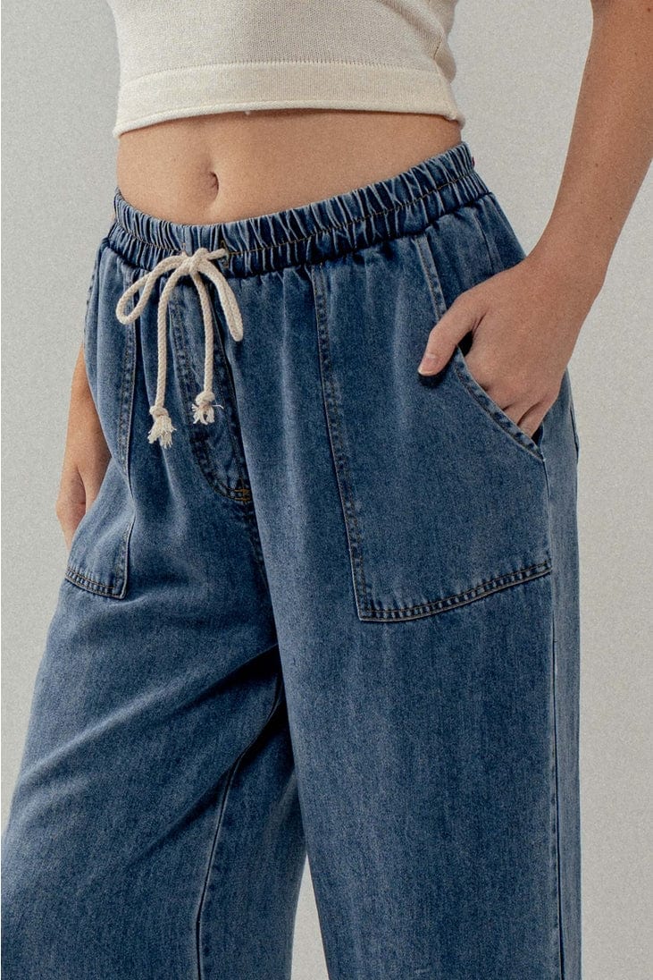 Urban Daizy Relaxed Drawstring Wide Leg Denim Pants - Little Miss Muffin Children & Home