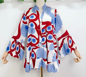 Loowie Loowie Italian Abstract Blouse in Blue - Little Miss Muffin Children & Home