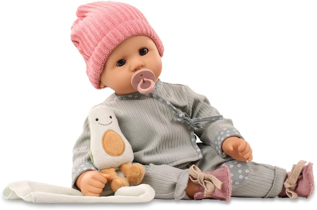 Gotz Cookie 19" Weighted Soft Baby Doll with Blue Sleeping Eyes, Grey Outfit