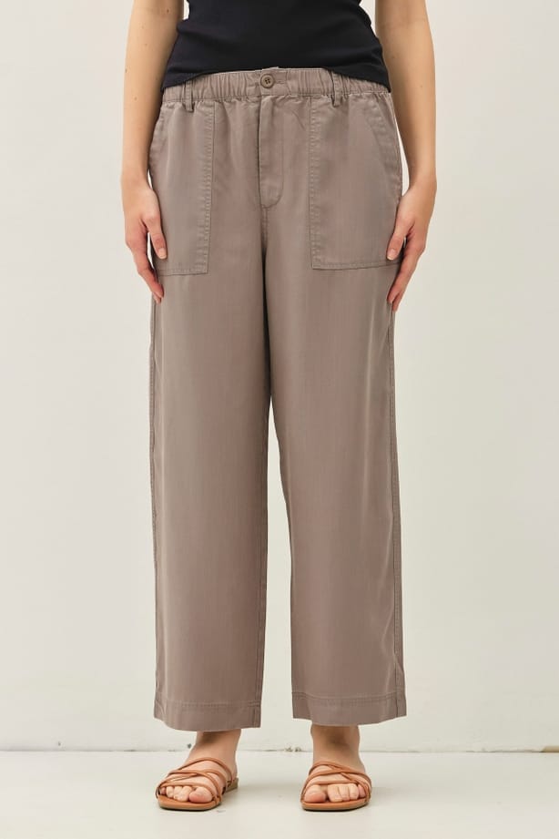 Tencel Wide Leg Pant with Patch Pockets