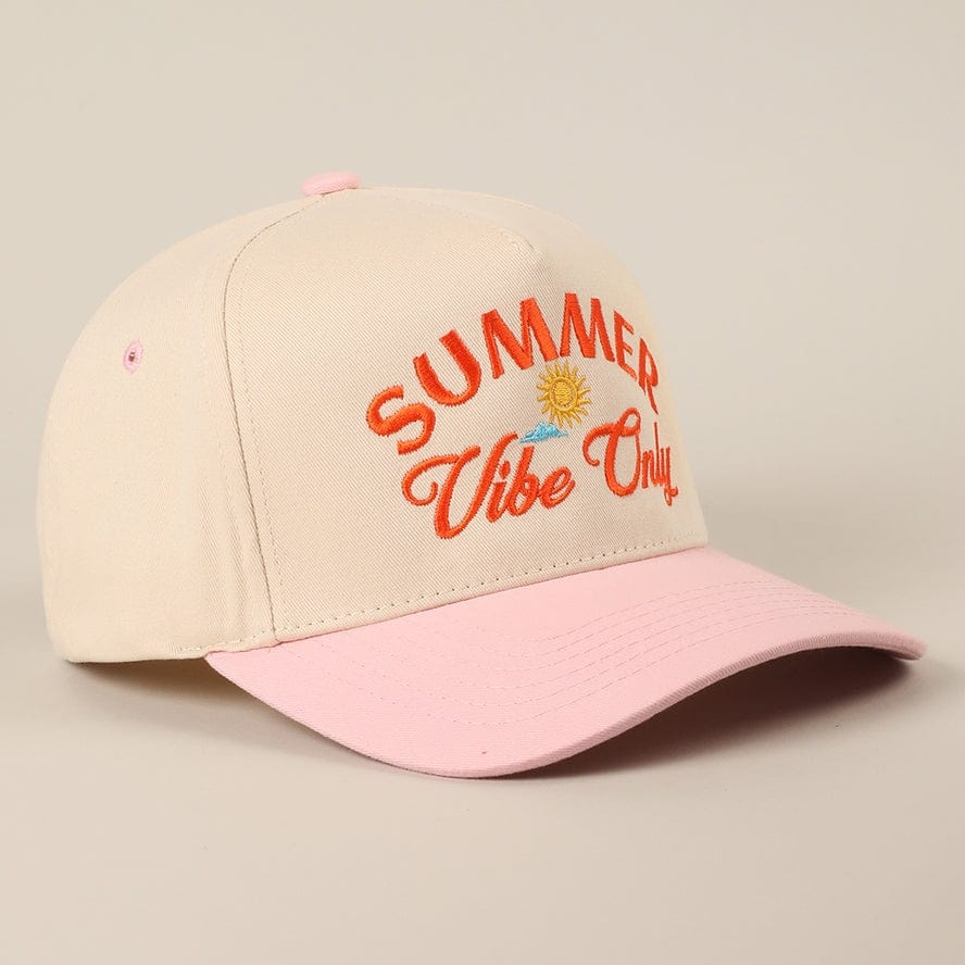Fashion City Summer Vibe Only Embroidered Two-Tone Trucker Hat, Light Pink - Little Miss Muffin Children & Home