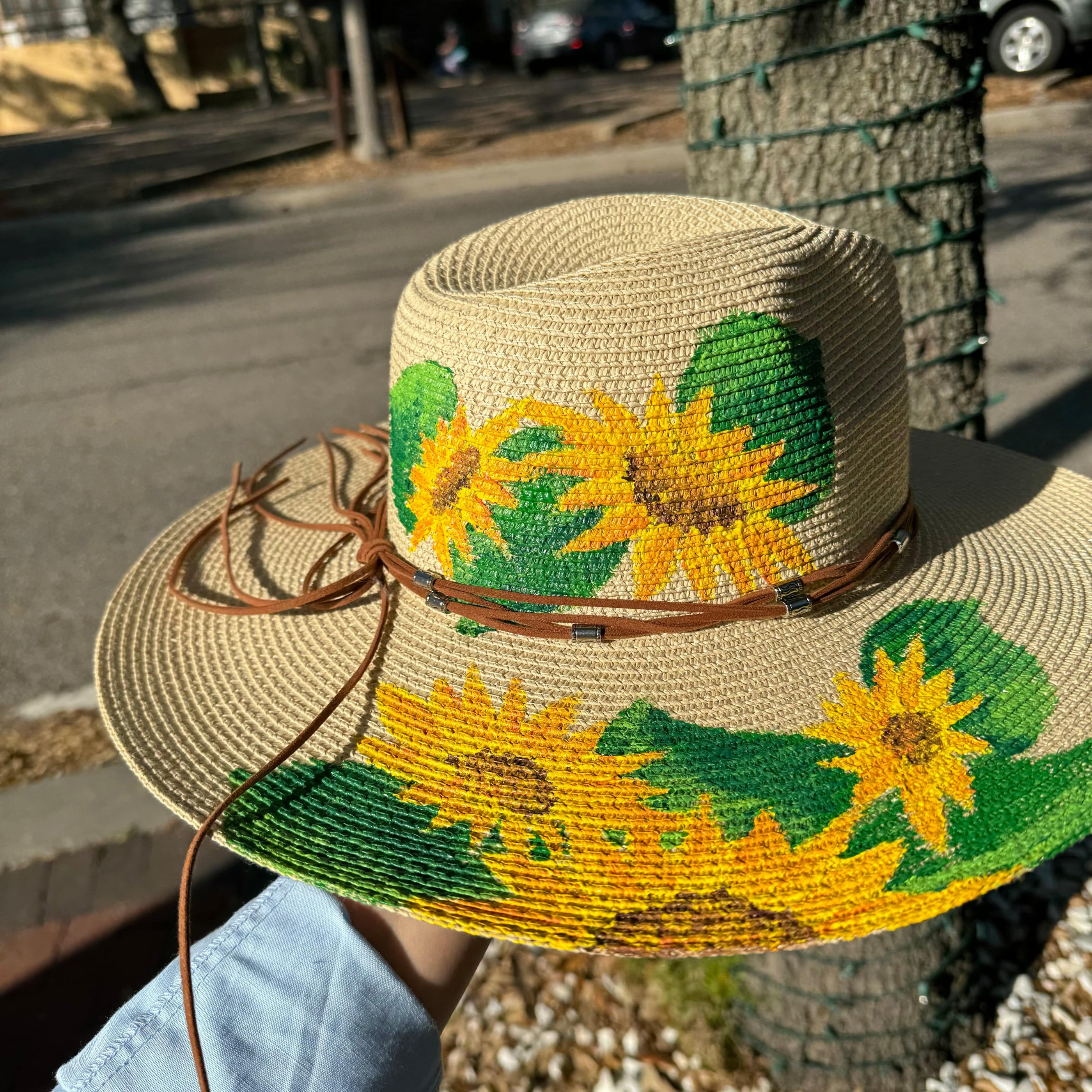Little Miss Muffin Exclusive Michelle's Art Box Hand-Painted Sunflower Floppy Hat - Little Miss Muffin Children & Home