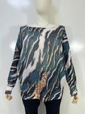 Loowie Blue Zebra Print Long Sleeve Sweater