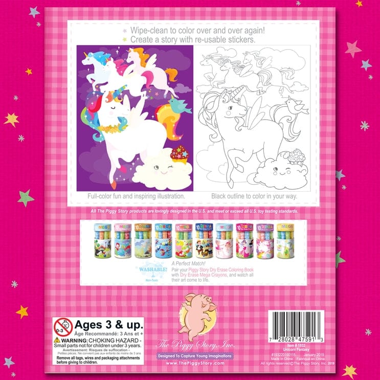 The Piggy Story The Piggy Story Dry Erase Coloring Book Unicorn Land - Little Miss Muffin Children & Home