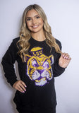 Bomb Designs LSU Vintage Tiger Sequin Sweatshirt