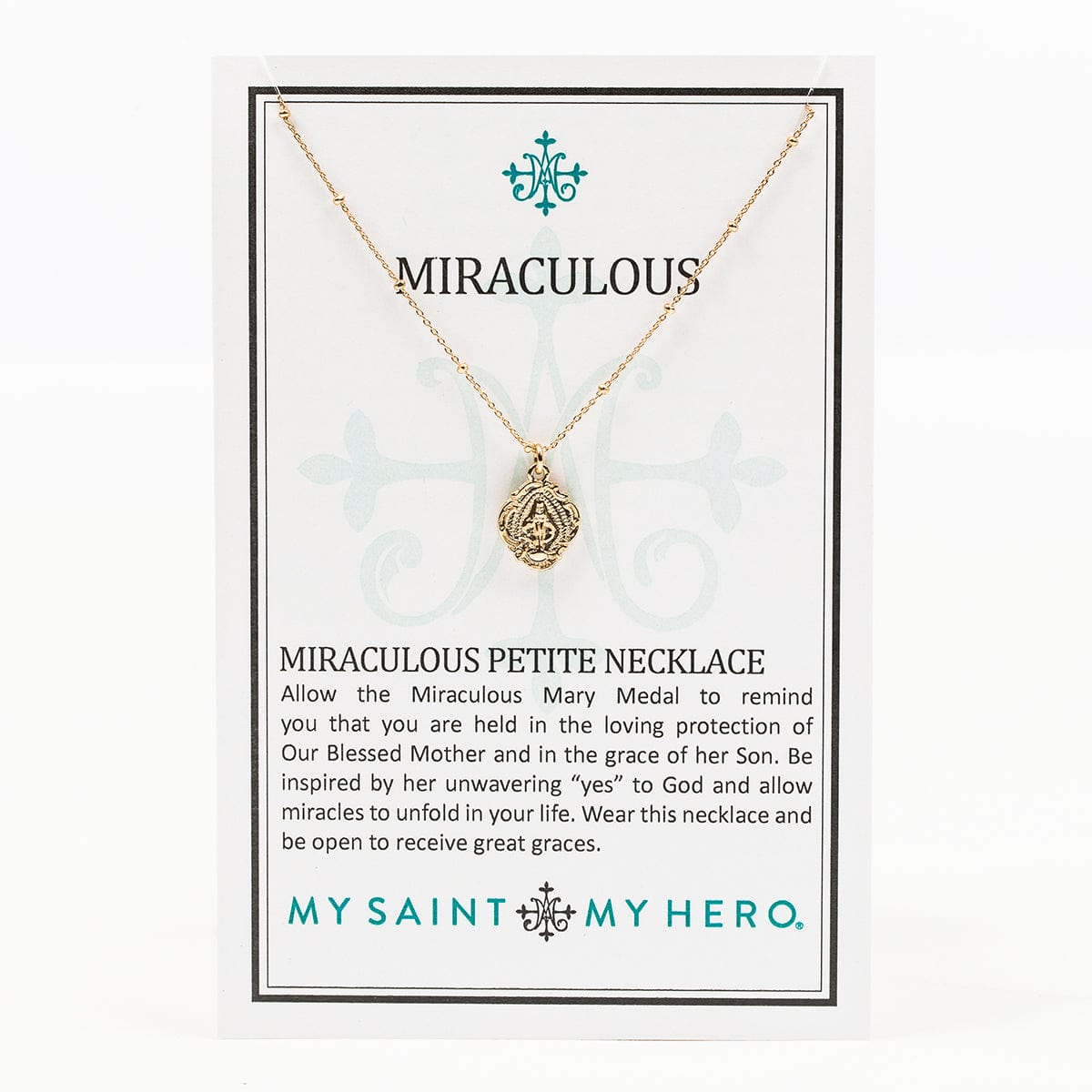My Saint My Hero Miraculous Petite Necklace Gold - Little Miss Muffin Children & Home