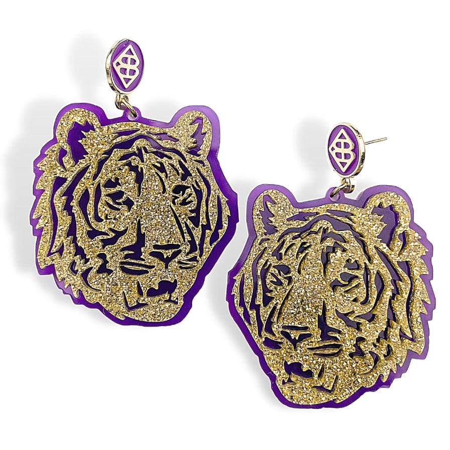 Brianna Cannon Gold Glitter & Purple Tiger Earrings - Little Miss Muffin Children & Home