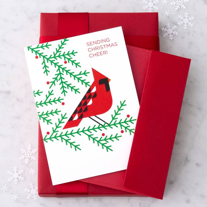 "Sending Christmas Cheer" Red Cardinal Card