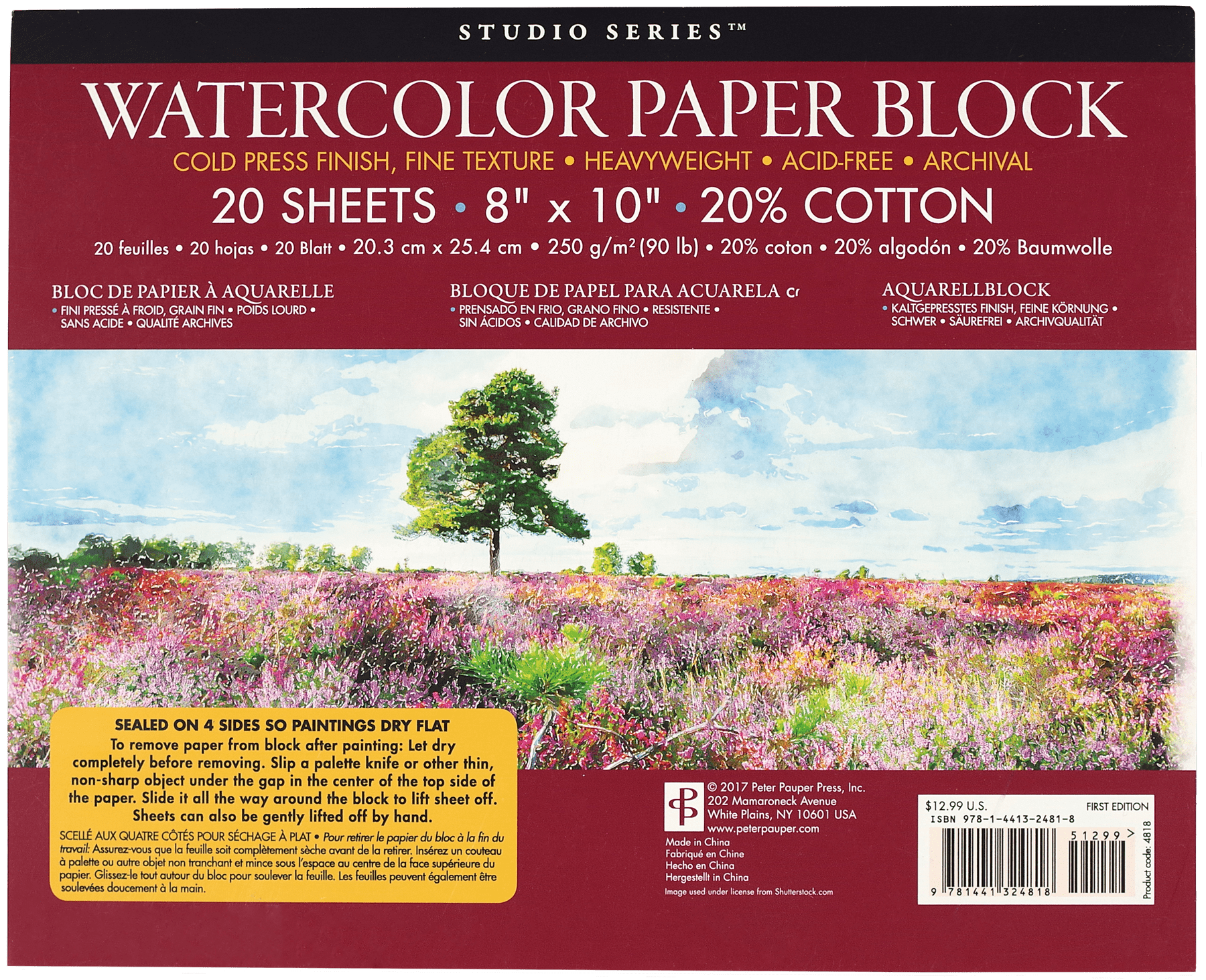 Peter Pauper Press Peter Pauper Press Studio Series Watercolor Pad - 20 Sheets - Little Miss Muffin Children & Home