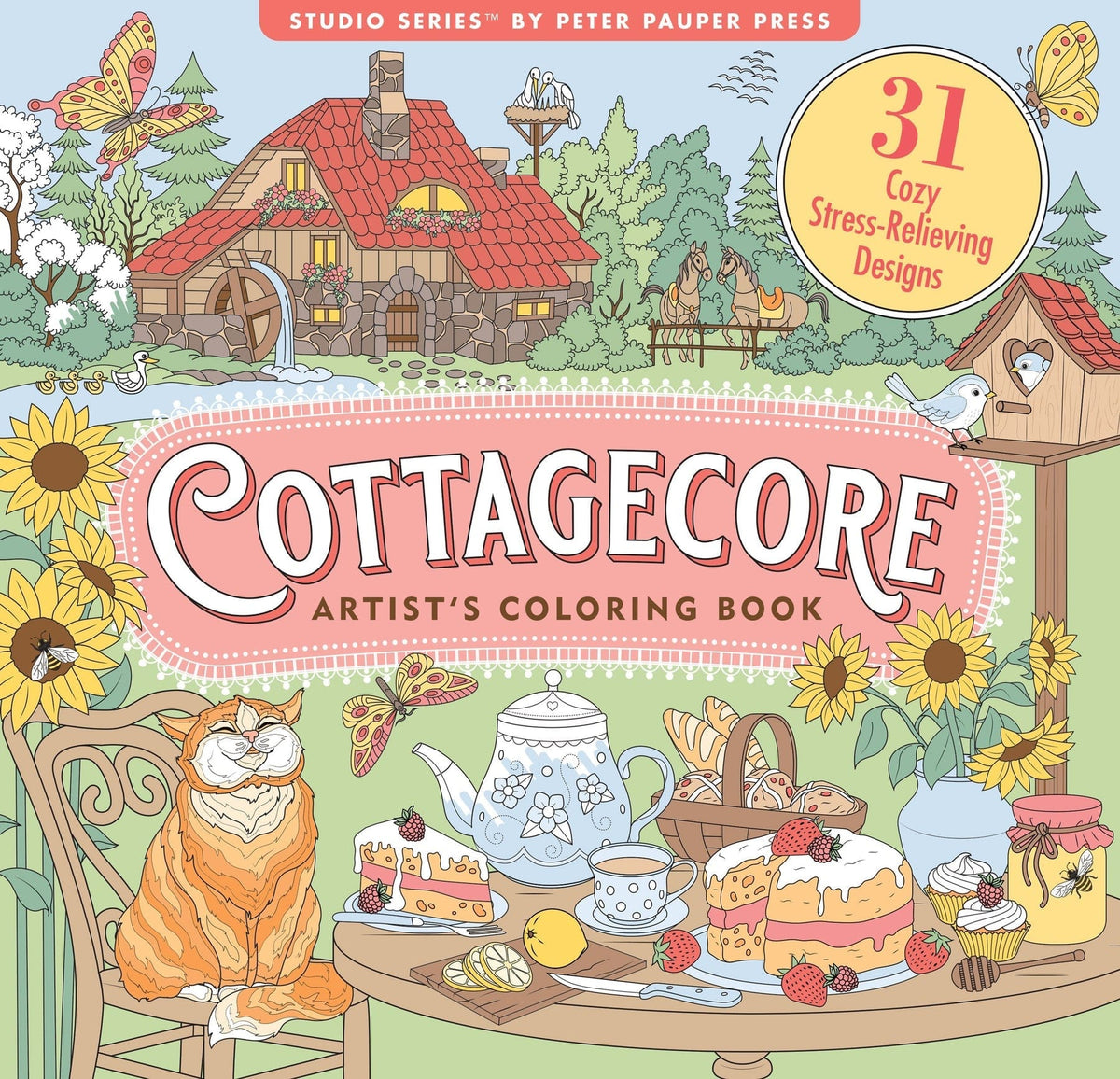Peter Pauper Press Peter Pauper Press Cottagecore Adult Coloring Book - Little Miss Muffin Children & Home