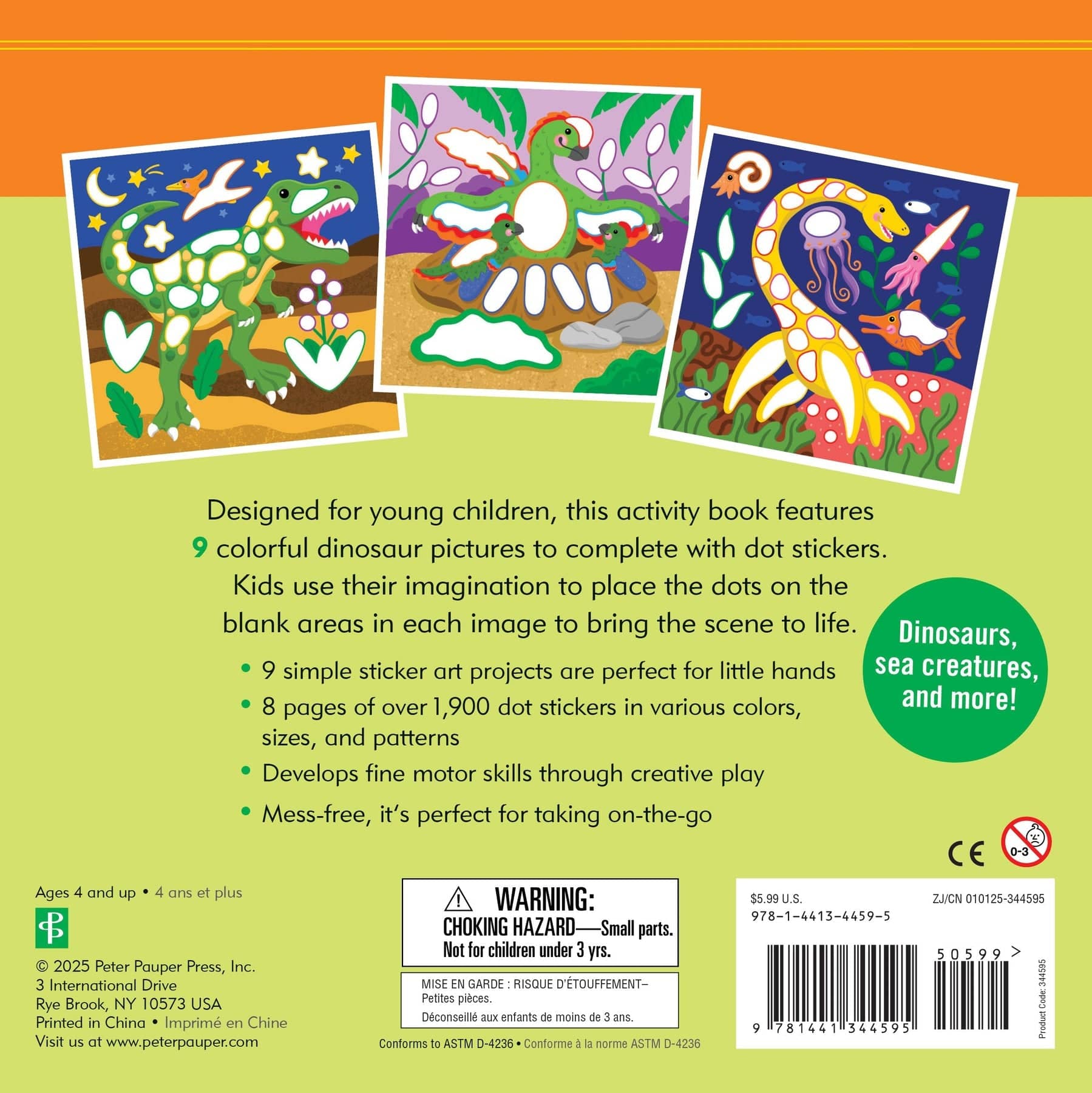 Peter Pauper Press Peter Pauper Press Color-By-Dots Sticker Book - Dinosaurs - Little Miss Muffin Children & Home