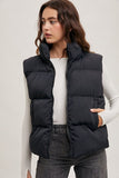 Bluivy Zipper Front Puffer Vest, Black