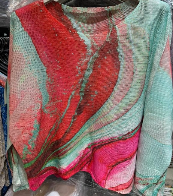 Loowie Loowie Tie-Dye Print Long Sleeve Sweater in Aqua - Little Miss Muffin Children & Home