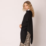 Long Sleeve Solid Color Poncho in Black